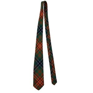 Vintage Men's Neck Tie Orange Blue Green Striped 100% Wool Lochcarron Scotland